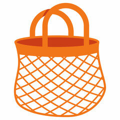 Mesh beach bag for woman vector cartoon illustration isolated on a white background.