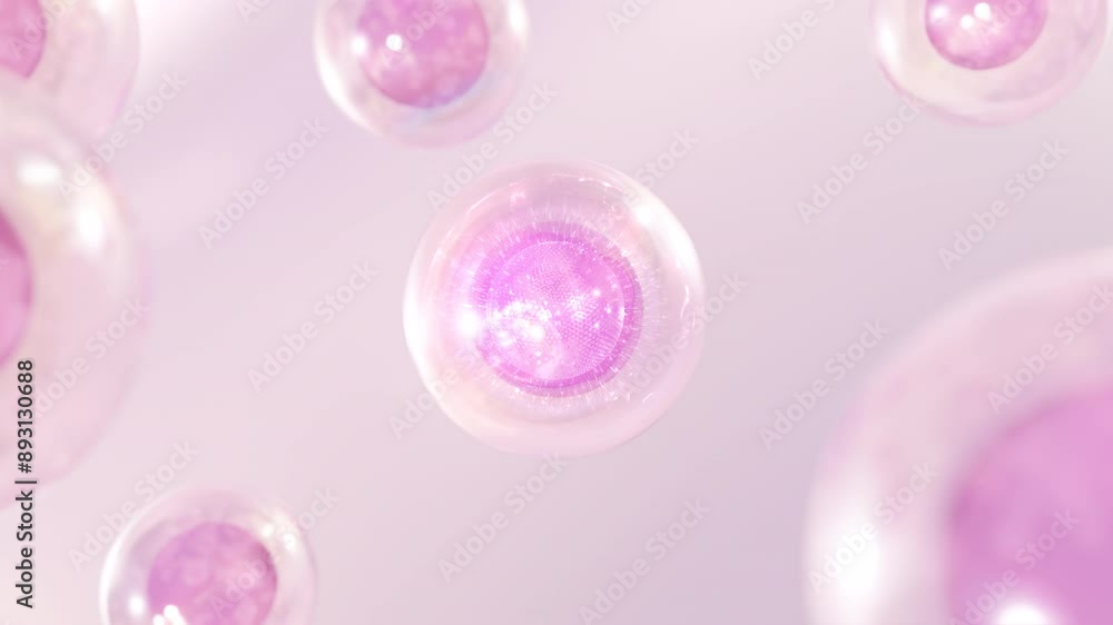 Aufkleber 3d animation cosmetics many atoms floating in droplets. design of collagen bubbles. design for a moi