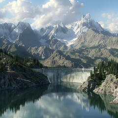 Lake Colombo and hydroelectric dam,
Wonderful summer landscape