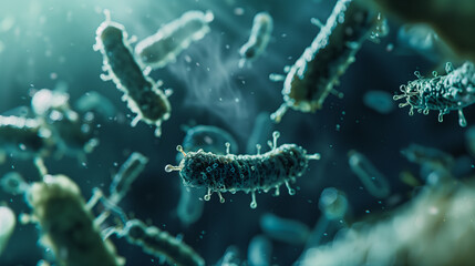 Bacteria forming a colony, research setting background