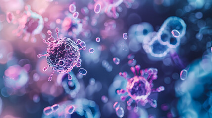 Futuristic bacteria and viruses, microscopic view background
