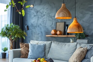 Elegant modern living room with cozy lighting fixtures.