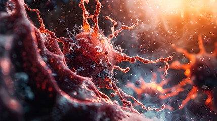 A virus infecting a cell, cellular structure background