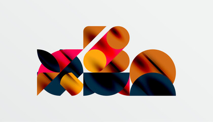 Color beautiful circles, semi circles, squares and round triangles. Geometric mosaic style pattern abstract background for wallpaper, banner, backdrop, card, book Illustration, landing page