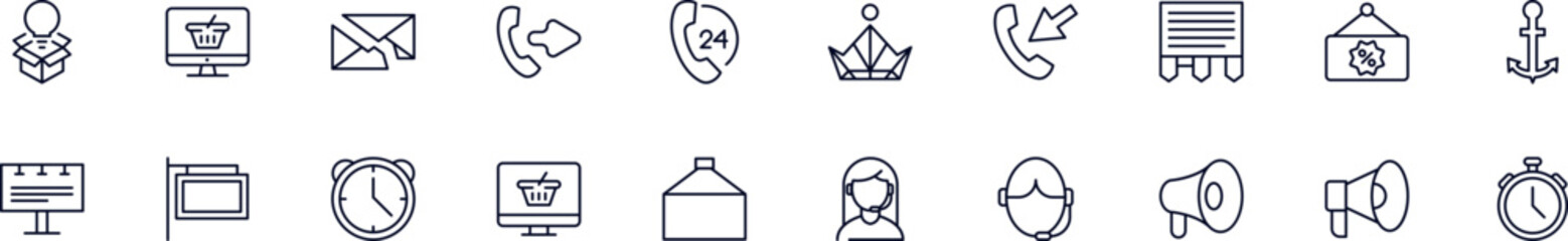 Marketing vector images collection. Simple linear illustration that can be used as a design element for apps and websites