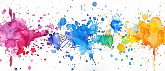 Fototapeta premium Abstract Watercolor Splashes of Rainbow Colors