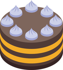 Delicious three layer chocolate cake with cream is waiting to be eaten during a birthday party