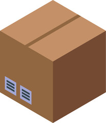 Cardboard box sealed and ready for shipping being delivered to a customer