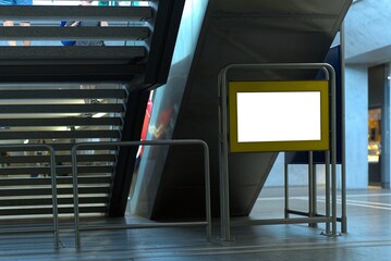 Empty information display at the train station in Lugano.