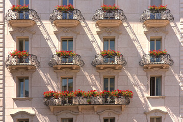 Old neoclassical house facade in Lugano.