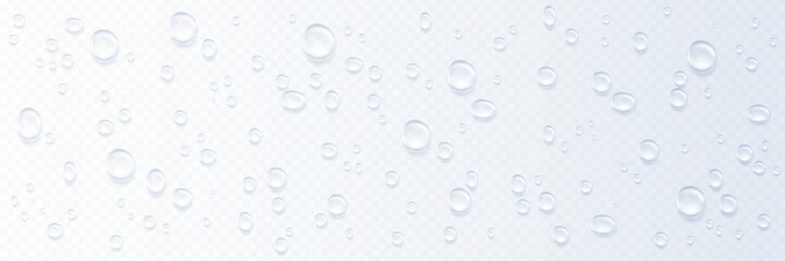 Realistic dripping drop flow dawn background. Shower dripping condensation steam texture.