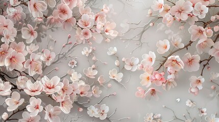 An elegant painting of a delicate cherry blossom tree in full bloom, gracefully depicted on a glass surface.