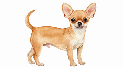 Obraz premium watercolor illustration of a chihuahua puppy isolated on a white background 