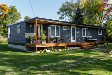 Modern Cabin with Deck and Patio.