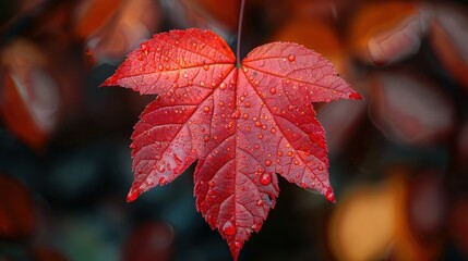 Obraz premium Autumn background with maple leaves and bokeh,Fall blurred background, Yellow and red maple leaves are flying and falling down. Autumnal landscape.water drop on leaf,space for text.