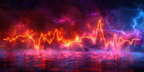 A dynamic stock market graph with glowing lights, representing financial data and economic trends.