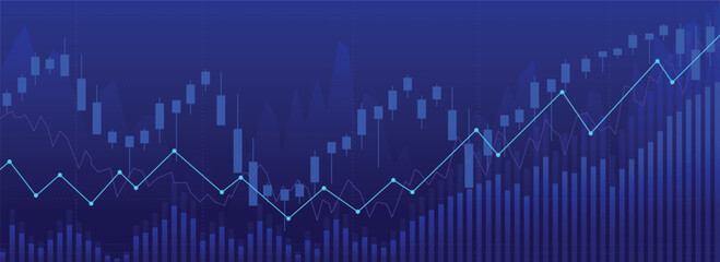 up trend line graph blue background