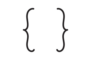 Curly braces icon for graphic design isolated on white background, Brackets symbolic elements. Vector illustration