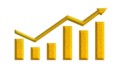 arrow graph with gold motive, isolated on transparent background