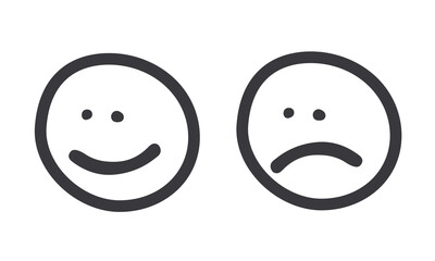 Happy and unhappy face smiley