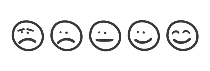 Set of rating emotion faces hand drawn