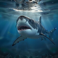Naklejka premium Great white shark underwater