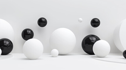 Smooth spheres and intersecting planes in a minimalist setting, 3D background abstract, simple elegance