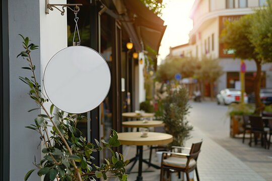 Blank Signage in a Cafe Setting