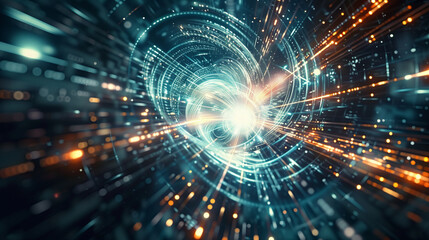 Futuristic background with the center point, 3d elements