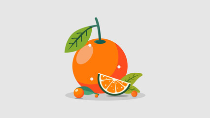Orange Fruit Using Flat Style. Simple illustration of orange fruit in flat style. Perfect for various design projects. Clean and vibrant, adding a fresh look to any creative work