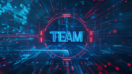 Futuristic background with the word "TEAM" in the center