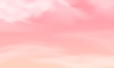 Pink sky background with light clouds. Realistic soft pastel color beautiful nature art
