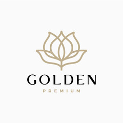 Golden Petal Flower logo vector icon illustration
