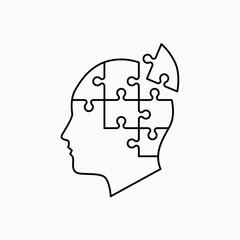 human head puzzle mind think match smart idea logo vector icon illustration	