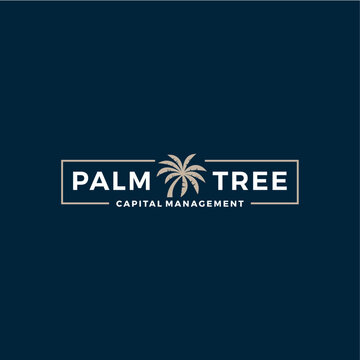 palm tree rectangular badge emblem logo vector icon illustration