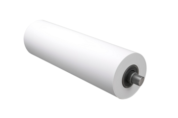 A Sleek White Roller Ready for Action on a Production Line on a Clear PNG or White Background.