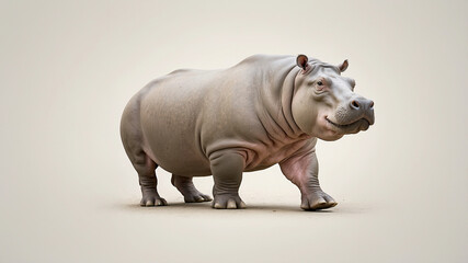 Obraz premium full-body shot of a hippopotamus isolated against a soft, nature-inspired background