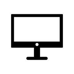 Computer monitor vector icon, black color icon design.