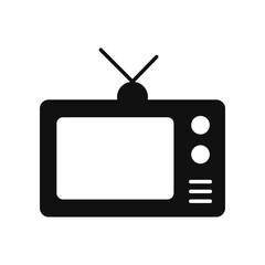 Vector icon of old television, black color icon design tv.