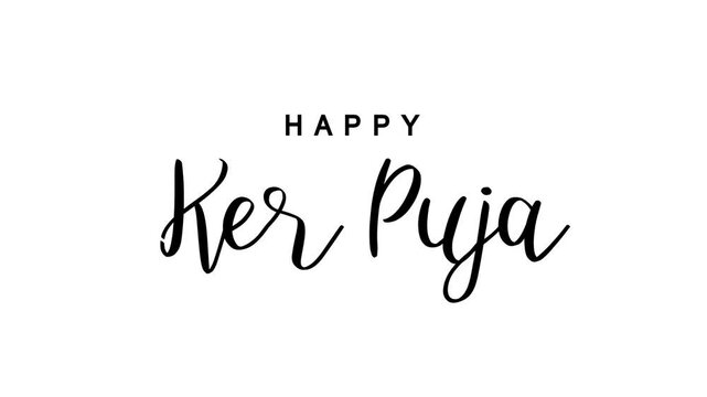 Happy Ker Puja Text Animation. Great for Happy Ker Puja Celebrations with transparent background, for banner, social media feed wallpaper stories