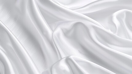Obraz premium pure white satin cloth with crease waves silky drape