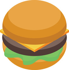 This colorful illustration features a delicious looking cheeseburger, perfect for representing fast food