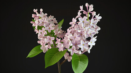 3d illustration of Syringa vulgaris flowering isolated on black background