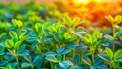 Obraz premium Green leaves in the sunlight.