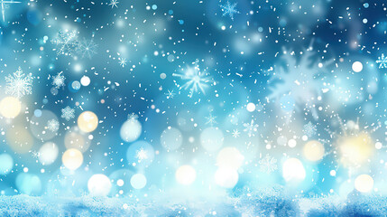 Obraz premium Raindrops on window with winter night sky and snowflakes