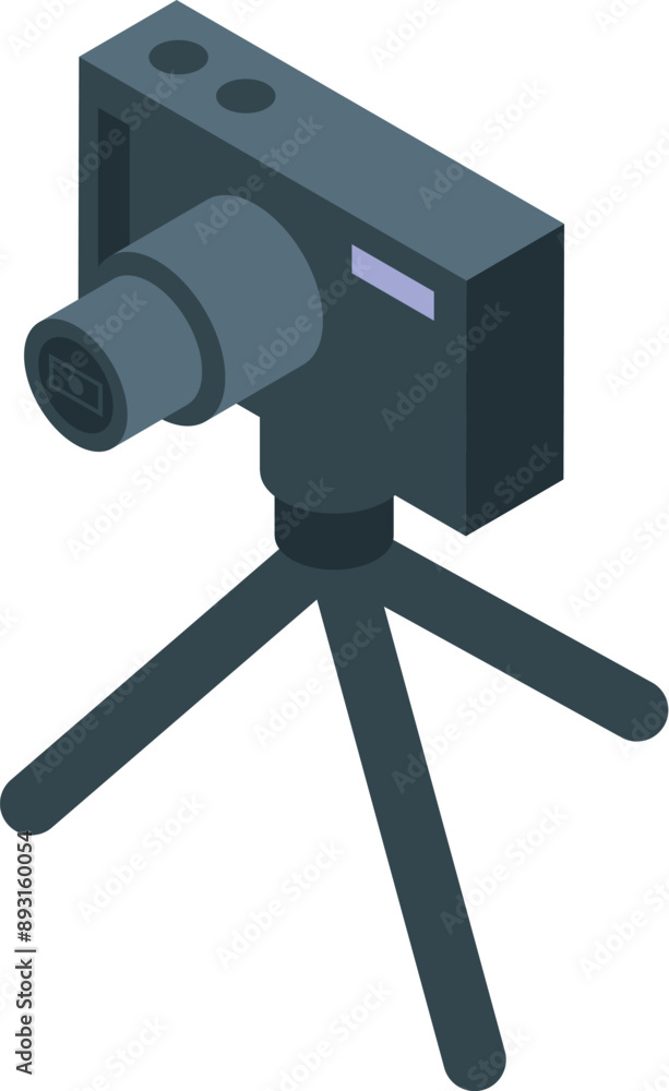 Poster modern digital camera is recording while standing on a tripod, perfect for projects requiring stabil