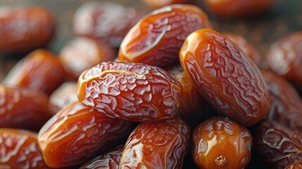 A Close up of a Pile of Dates Sitting on Top of a Wooden Table - Generative AI