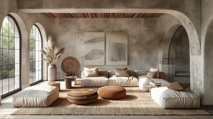 Inviting modern living room with a plush sofa for comfortable relaxation