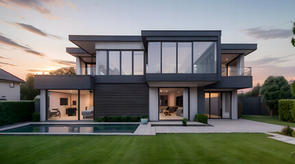 풀장이 있는 모던한 주택