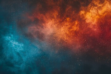 Obraz premium Red, Orange and Blue galaxy background with stars and nebulae. Abstract space wallpaper design for print on demand products and digital art backgrounds. , high resolution photography, professional col